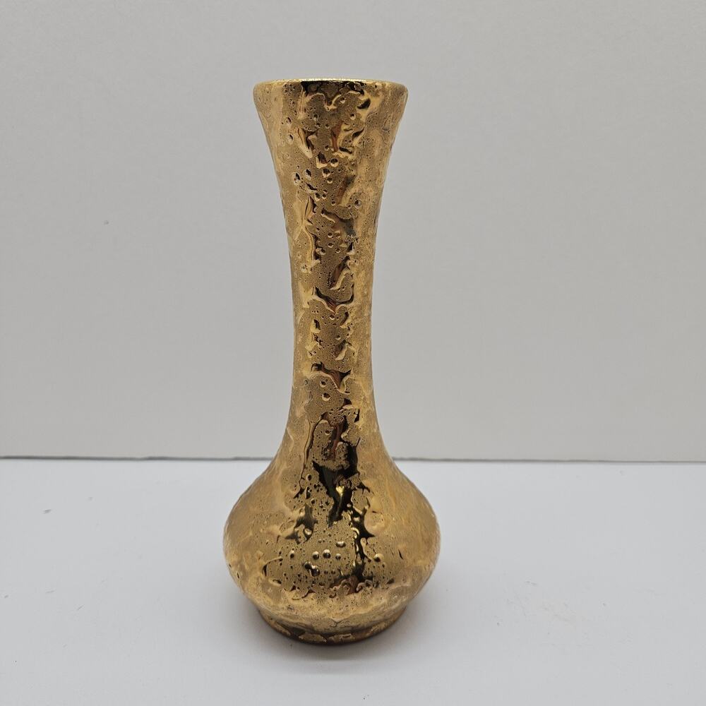 Dixon Art Studio Weeping Gold Budvase Ceramic 22k Gold Painted